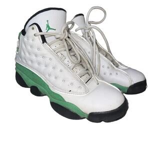 Nike Air Jordan 13 Retro PS Shoes White/Lucky Green 414575-113 Size 5y